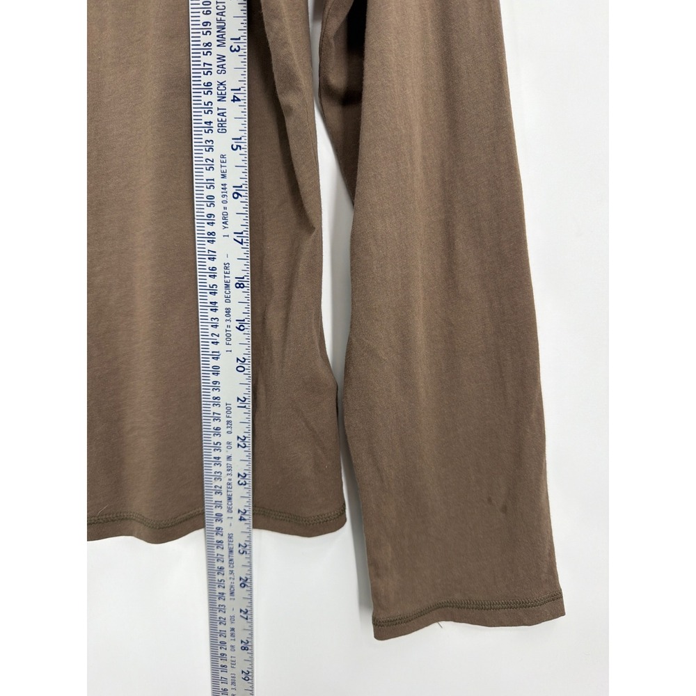 So Be It Sigrid Olsen Brown Cotton Sequin Lace Trim Scoop Neck Long Sleeve Top L - Picture 6 of 6